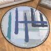 Geometric Stripe Round Carpet Floor Rug Living Room Bedroom Decor Round Area Rug Carpet