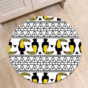 Geometric Toucan Round Carpet Floor Rug Living Room Bedroom Decor Round Area Rug Carpet