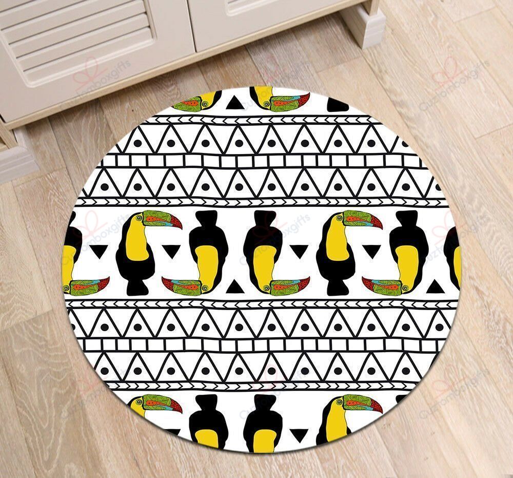 Geometric Toucan Round Carpet Floor Rug Living Room Bedroom Decor Round Area Rug Carpet Geometric Toucan Round Carpet Floor Rug Living Room Bedroom Decor Round Area Rug Carpet
