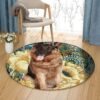 German Shepherd Dog Round Carpet Floor Rug Living Room Bedroom Decor Round Area Rug Carpet