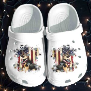 German Shepherd Dog USA Crocs Clog Gift For Man Father Day – America Flag 4th of July Dog Mom Clog Shoes
