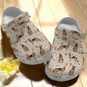 German Shephered Crocs Clog Classic Clog Whitesole German Shephered And Coffee Shoes