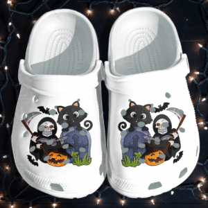 Ghost Cat Shoes Clog – Halloween Pumpkin Crocs Clog Crocband Clog Birthday Gift For Man Women
