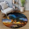 Giant Dragon Round Carpet Floor Rug Living Room Bedroom Decor Round Area Rug Carpet