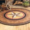 Gilded Star Cowboy Round Carpet Floor Rug Living Room Bedroom Decor Round Area Rug Carpet