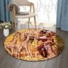 Giraffe African Women Round Carpet Floor Rug Living Room Bedroom Decor Round Area Rug Carpet