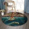 Giraffe Fishes And Turtle Round Carpet Floor Rug Living Room Bedroom Decor Round Area Rug Carpet