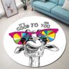 Giraffe Its Good To See You Round Carpet Floor Rug Living Room Bedroom Decor Round Area Rug Carpet