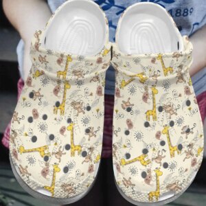 Giraffe Personalize Clog Custom Crocs Fashionstyle Comfortable For Women Men Kid Print 3D Whitesole Joy