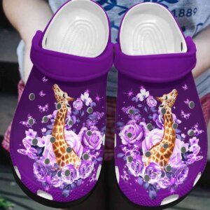Giraffe Personalized Clog Custom Crocs Comfortablefashion Style Comfortable For Women Men Kid Print 3D Purple Lover
