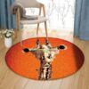Giraffe Trumpet Round Carpet Floor Rug Living Room Bedroom Decor Round Area Rug Carpet