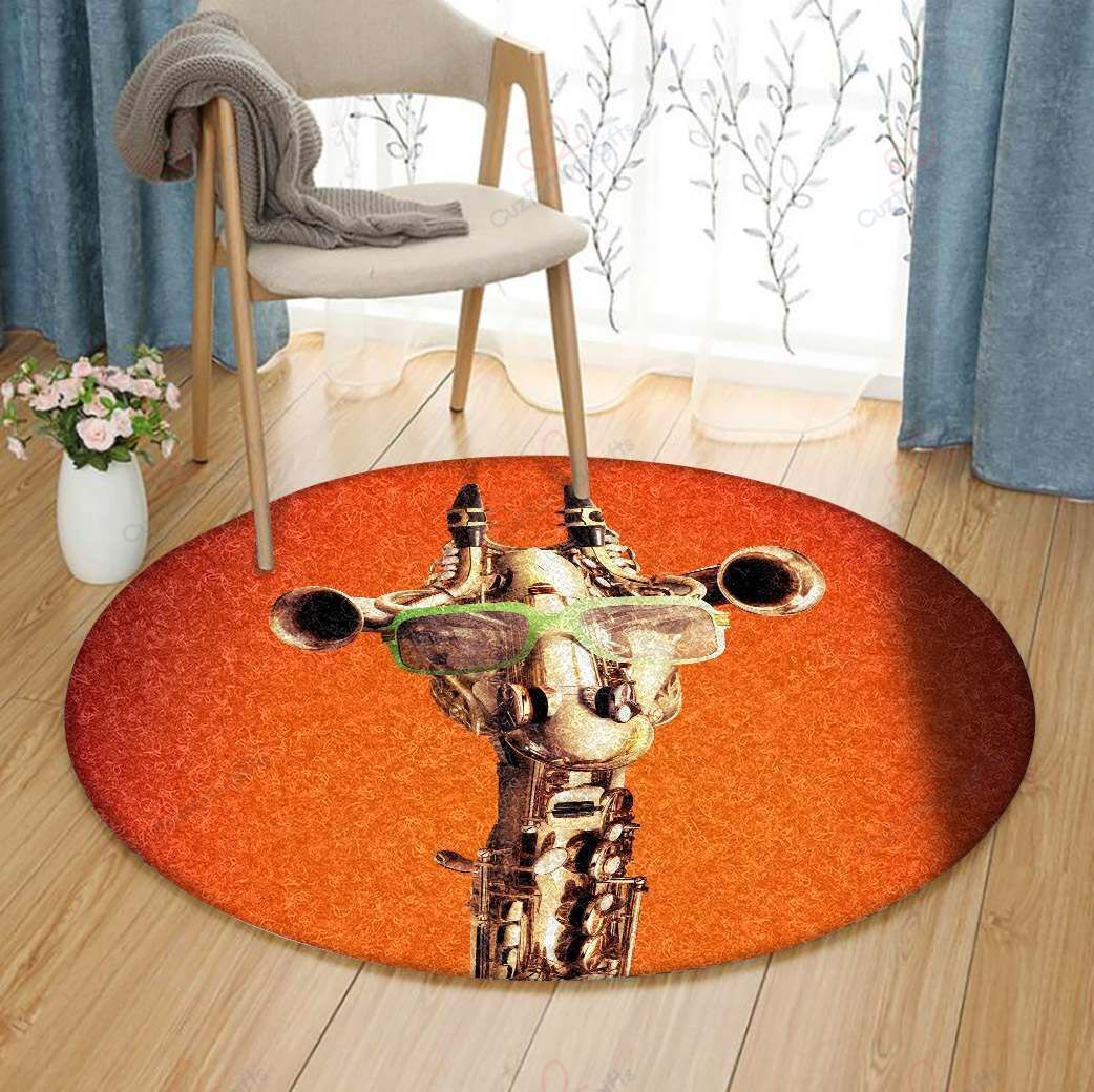 Giraffe Trumpet Round Carpet Floor Rug Living Room Bedroom Decor Round Area Rug Carpet Giraffe Trumpet Round Carpet Floor Rug Living Room Bedroom Decor Round Area Rug Carpet