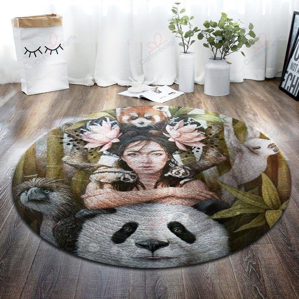 Girl And Animals Round Carpet Floor Rug Living Room Bedroom Decor Round Area Rug Carpet Girl And Animals Round Carpet Floor Rug Living Room Bedroom Decor Round Area Rug Carpet