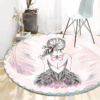 Girl And Feather Round Carpet Floor Rug Living Room Bedroom Decor Round Area Rug Carpet