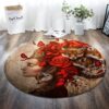 Girl And Rose Animal Round Carpet Floor Rug Living Room Bedroom Decor Round Area Rug Carpet