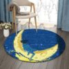 Girl And The Moon Round Carpet Floor Rug Living Room Bedroom Decor Round Area Rug Carpet