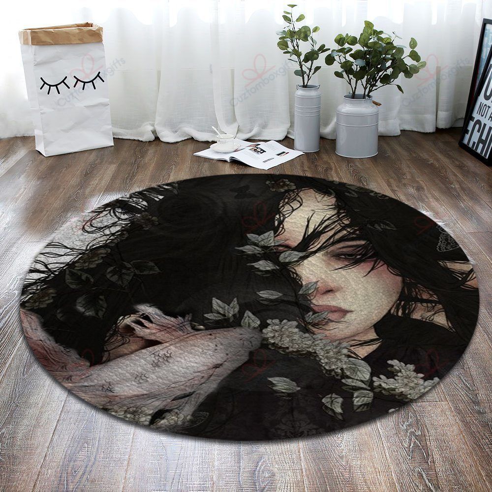 Girl And White Fish Round Carpet Floor Rug Living Room Bedroom Decor Round Area Rug Carpet Girl And White Fish Round Carpet Floor Rug Living Room Bedroom Decor Round Area Rug Carpet