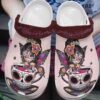Girl In Skull Cup Crocs Clog Shoes – Butterfly Girl Shoes Crocbland Clog Gifts For Girl Daughter Sister