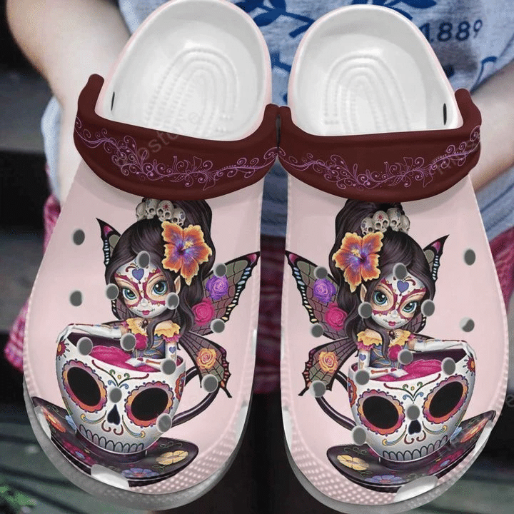Girl In Skull Cup Crocs Clog Shoes – Butterfly Girl Shoes Crocbland Clog Gifts For Girl Daughter Sister Girl In Skull Cup Crocs Clog Shoes – Butterfly Girl Shoes Crocbland Clog Gifts For Girl Daughter Sister