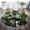 Girl Lotus And Cat Round Carpet Floor Rug Living Room Bedroom Decor Round Area Rug Carpet