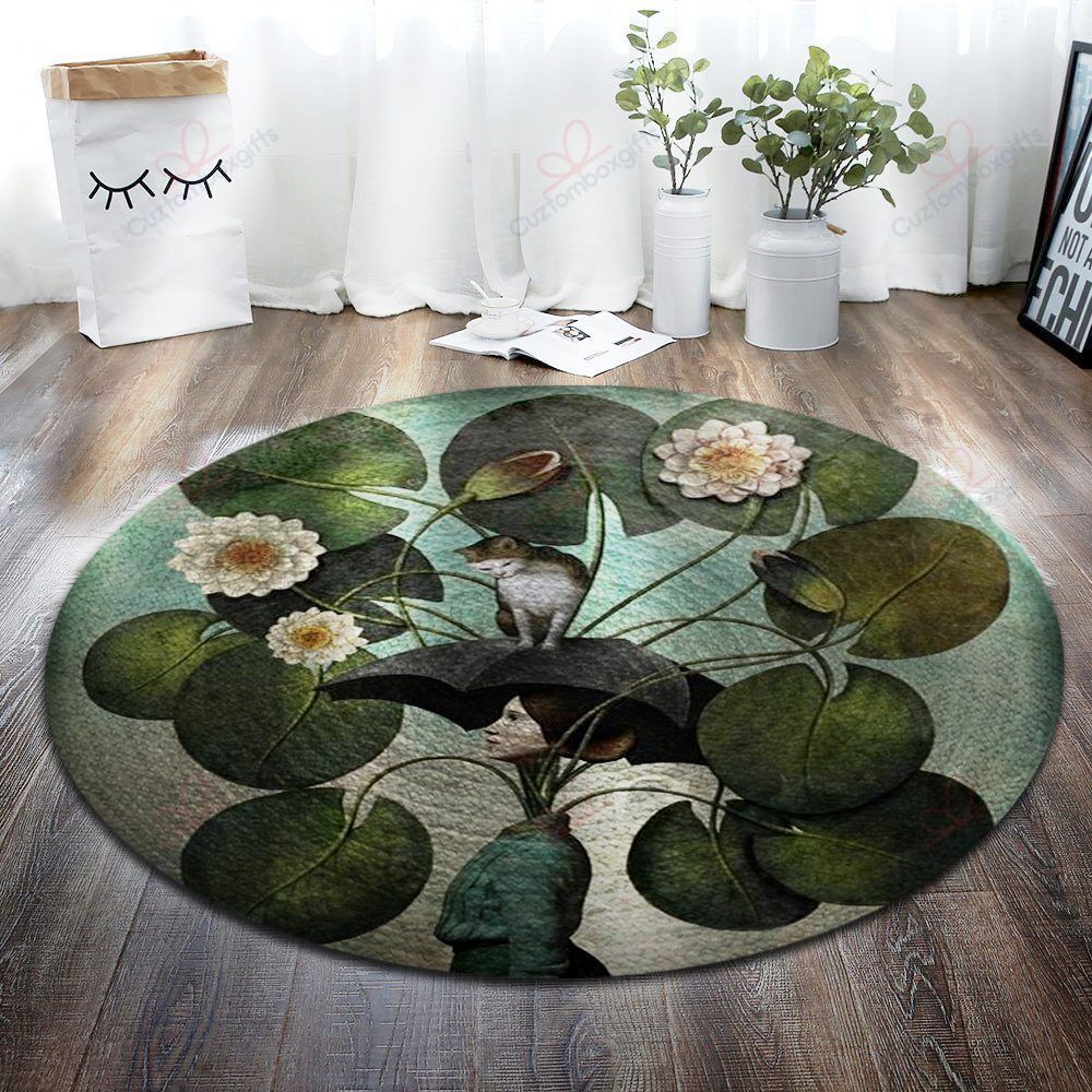 Girl Lotus And Cat Round Carpet Floor Rug Living Room Bedroom Decor Round Area Rug Carpet Girl Lotus And Cat Round Carpet Floor Rug Living Room Bedroom Decor Round Area Rug Carpet