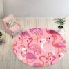 Girls Holiday Round Flamingo Round Carpet Floor Rug Living Room Bedroom Decor Round Area Rug Carpet