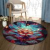 Glowing Flower Round Carpet Floor Rug Living Room Bedroom Decor Round Area Rug Carpet