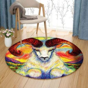 Goat Round Carpet Floor Rug Living Room Bedroom Decor Round Area Rug Carpet