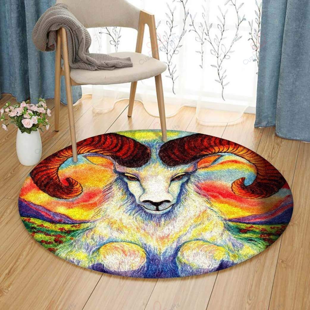 Goat Round Carpet Floor Rug Living Room Bedroom Decor Round Area Rug Carpet Goat Round Carpet Floor Rug Living Room Bedroom Decor Round Area Rug Carpet