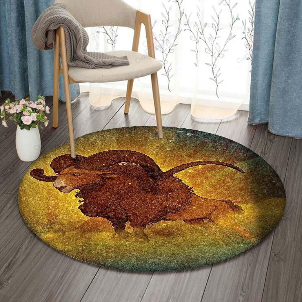 Goat In Forest Round Carpet Floor Rug Living Room Bedroom Decor Round Area Rug Carpet Goat In Forest Round Carpet Floor Rug Living Room Bedroom Decor Round Area Rug Carpet