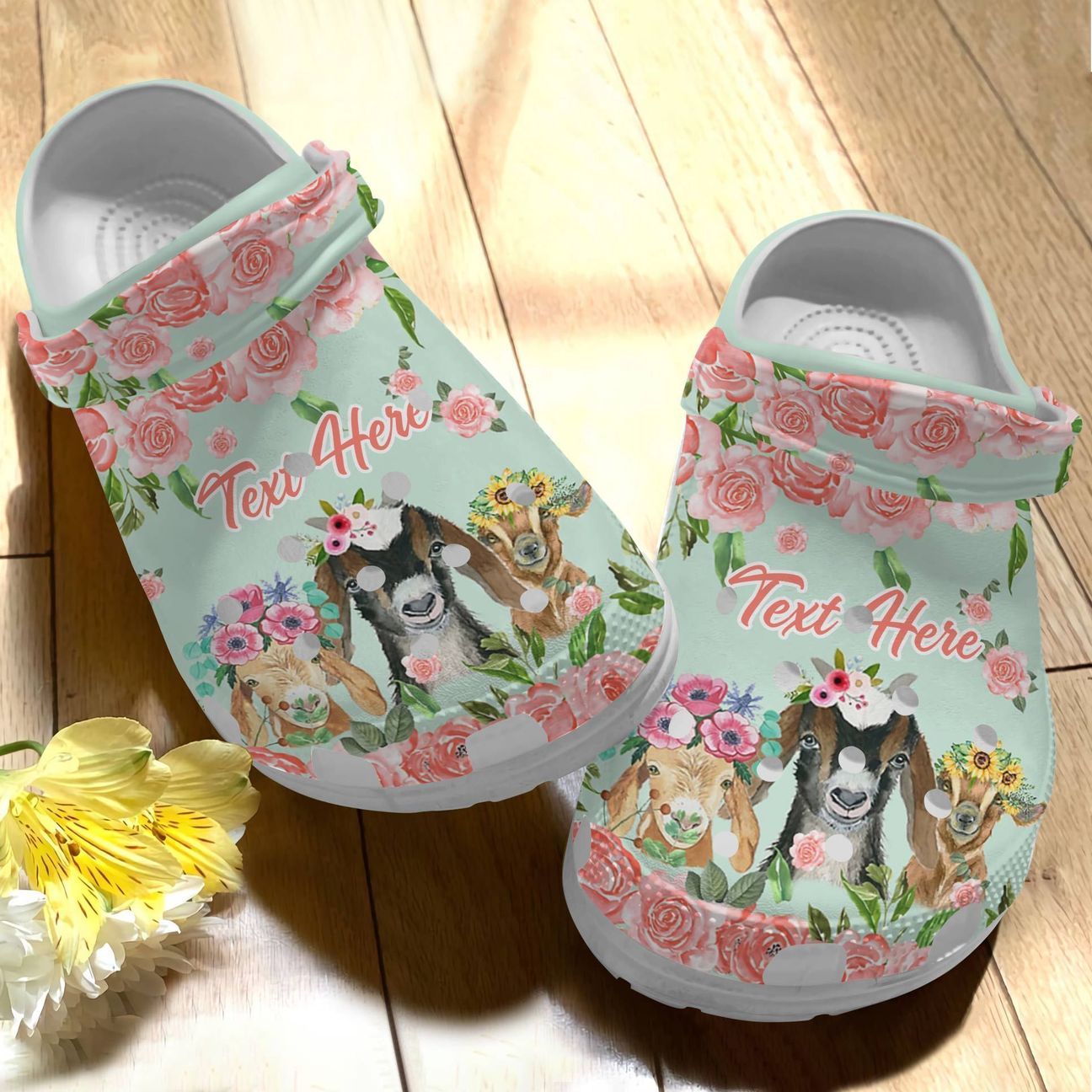 Goat Personalize Clog Custom Crocs Fashionstyle Comfortable For Women Men Kid Print 3D Whitesole Flowers Goat Personalize Clog Custom Crocs Fashionstyle Comfortable For Women Men Kid Print 3D Whitesole Flowers