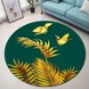 Gold Bird Round Carpet Floor Rug Living Room Bedroom Decor Round Area Rug Carpet