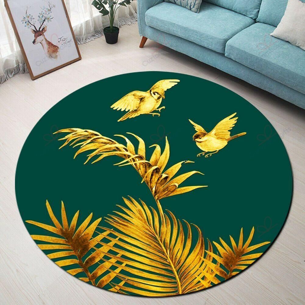 Gold Bird Round Carpet Floor Rug Living Room Bedroom Decor Round Area Rug Carpet Gold Bird Round Carpet Floor Rug Living Room Bedroom Decor Round Area Rug Carpet