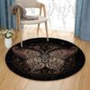Gold Butterfly In Black Round Carpet Floor Rug Living Room Bedroom Decor Round Area Rug Carpet