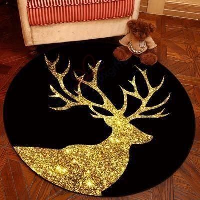 Gold Deer Round Carpet Floor Rug Living Room Bedroom Decor Round Area Rug Carpet Gold Deer Round Carpet Floor Rug Living Room Bedroom Decor Round Area Rug Carpet