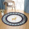 Gold Deer Round Carpet Floor Rug Living Room Bedroom Decor Round Area Rug Carpet