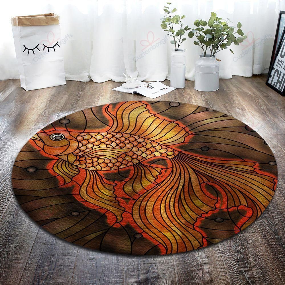 Gold Fish Round Carpet Floor Rug Living Room Bedroom Decor Round Area Rug Carpet Gold Fish Round Carpet Floor Rug Living Room Bedroom Decor Round Area Rug Carpet