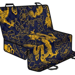 Gold Japanese Dragon Pattern Print Pet Car Back Seat Cover - 3c37ff590c2e