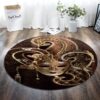 Gold Mask Round Carpet Floor Rug Living Room Bedroom Decor Round Area Rug Carpet
