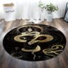 Gold Snake Pattern Round Carpet Floor Rug Living Room Bedroom Decor Round Area Rug Carpet