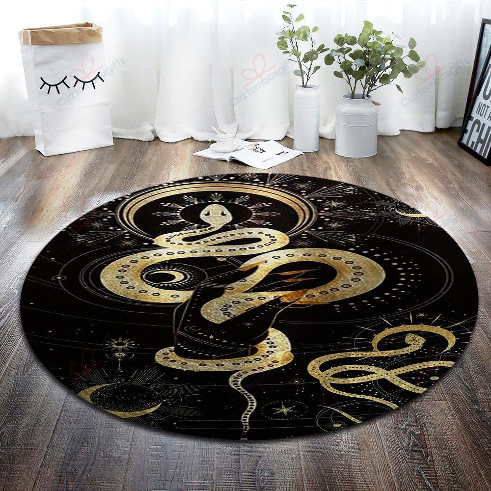 Gold Snake Pattern Round Carpet Floor Rug Living Room Bedroom Decor Round Area Rug Carpet Gold Snake Pattern Round Carpet Floor Rug Living Room Bedroom Decor Round Area Rug Carpet