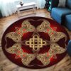 Gold Viking Symbol Round Carpet Floor Rug Living Room Bedroom Decor Round Area Rug Carpet