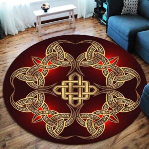 Gold Viking Symbol Round Carpet Floor Rug Living Room Bedroom Decor Round Area Rug Carpet