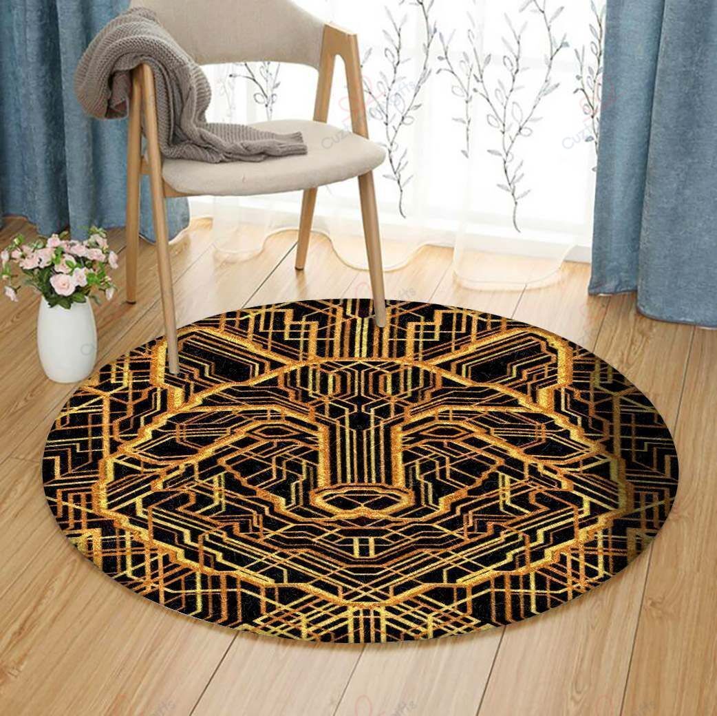 Gold Wolf Round Carpet Floor Rug Living Room Bedroom Decor Round Area Rug Carpet Gold Wolf Round Carpet Floor Rug Living Room Bedroom Decor Round Area Rug Carpet