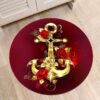 Golden Anchor Round Carpet Floor Rug Living Room Bedroom Decor Round Area Rug Carpet