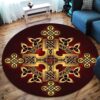Golden Ancient Pagan Round Carpet Floor Rug Living Room Bedroom Decor Round Area Rug Carpet