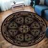 Golden Ancient Pagan Round Carpet Floor Rug Living Room Bedroom Decor Round Area Rug Carpet
