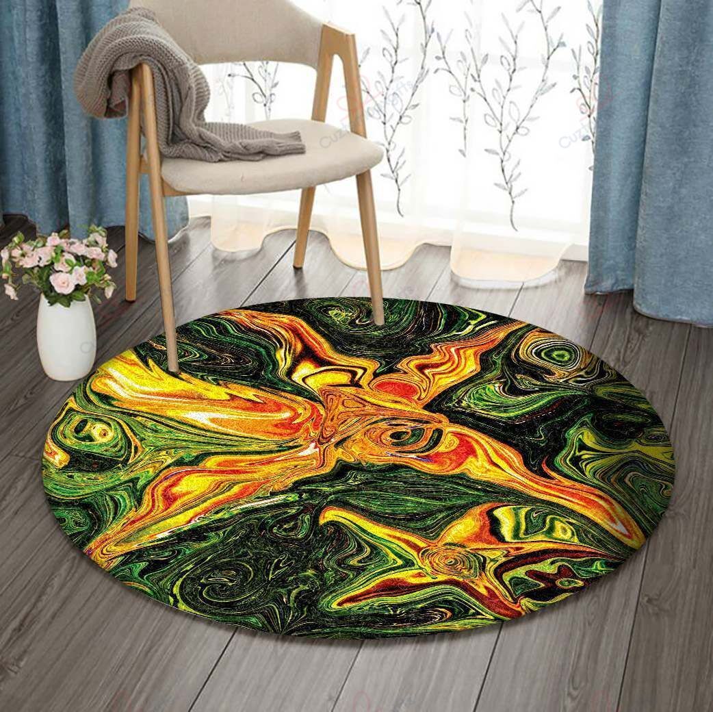 Golden And Green Starfish Round Carpet Floor Rug Living Room Bedroom Decor Round Area Rug Carpet Golden And Green Starfish Round Carpet Floor Rug Living Room Bedroom Decor Round Area Rug Carpet