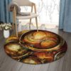 Golden Circle Round Carpet Floor Rug Living Room Bedroom Decor Round Area Rug Carpet