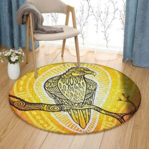 Golden Eagle Round Carpet Floor Rug Living Room Bedroom Decor Round Area Rug Carpet